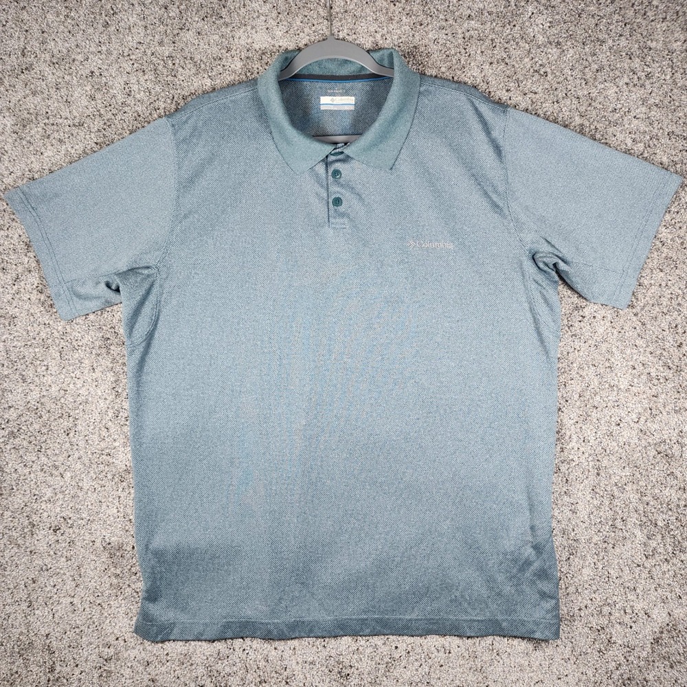 Columbia Polo Shirt Mens XL Blue Sun Protect Short Sleeve Excellent - Picture 1 of 9